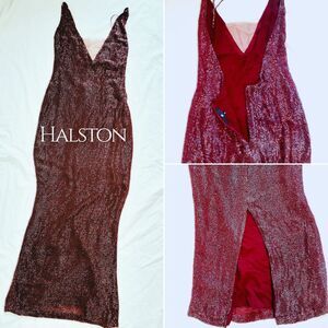 VTG Y2k H by Halston 100% Silk Evening Gown Prom Maxi Dress Size 4